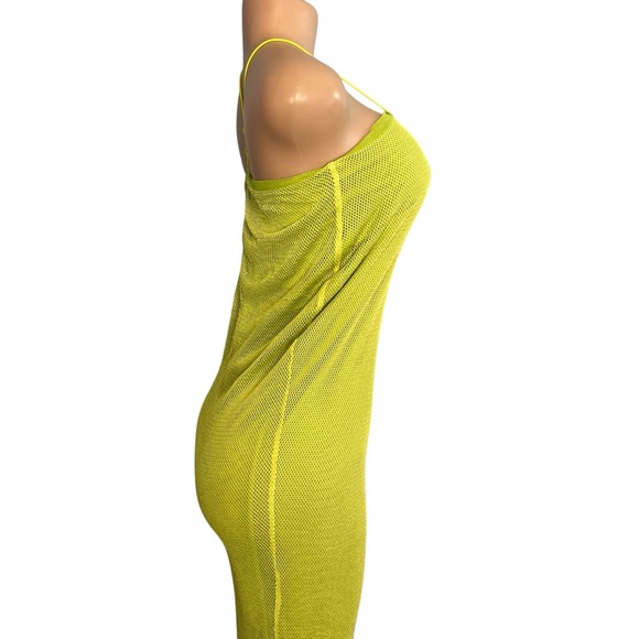 Tiger Mist Lime Green Sleeveless Midi Mesh Dress - Picture 9 of 13